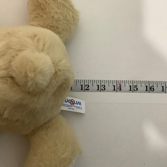 Hug & Luv Tan Plush Smiling Lamb Stuffed Animal Toy 11" Long NWT Hand Held - Picture 8 of 8